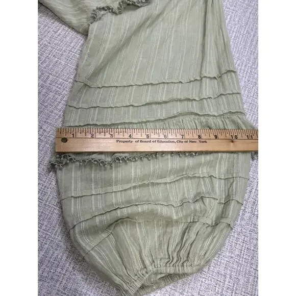 Love The Label Anthro Ruffled Full Sleeve Top Blouse M Green Fairy Romantic - Picture 9 of 9